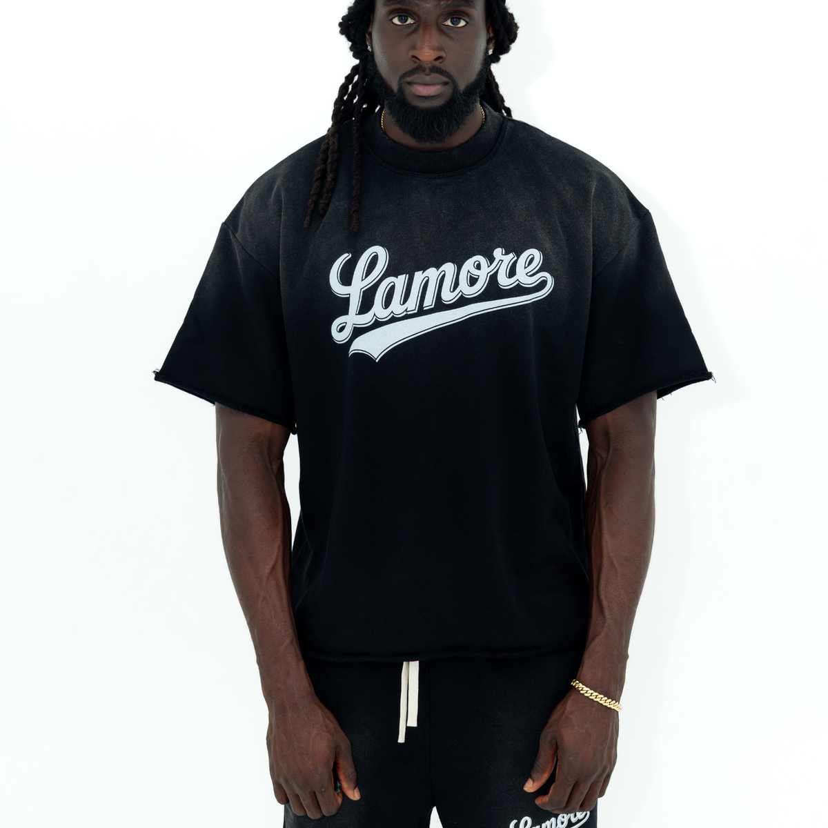 FADED SWEAT SHORTS - BLACK