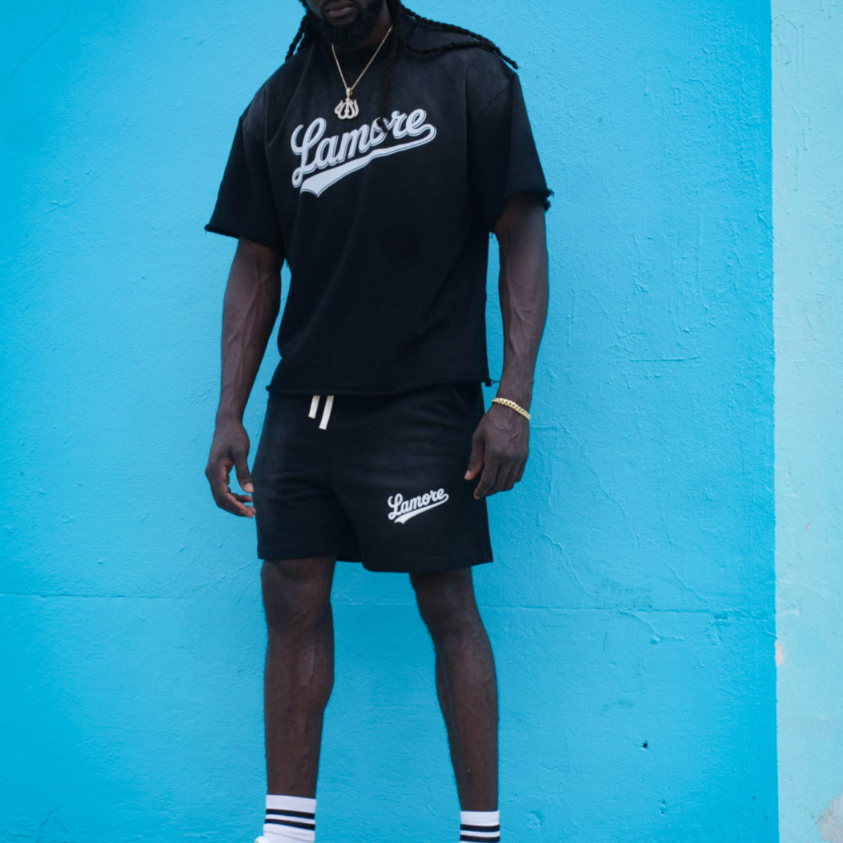 FADED VARSITY SHIRT - BLACK